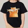 Fish Cat Print Tshirt For Boys Girls Summer Children Casual Cute Funny Colorful Tops Kids Comfortable Oneck Short Sleeve Tees