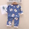 Kids Winter Thermal Underwear Set Fleece Lined Thickened Warm Base Layer Pullover Home Clothes For Boys And Girls