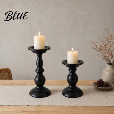 Decorative Candle Holder Vintage Holder Black Matte Pillar Holders