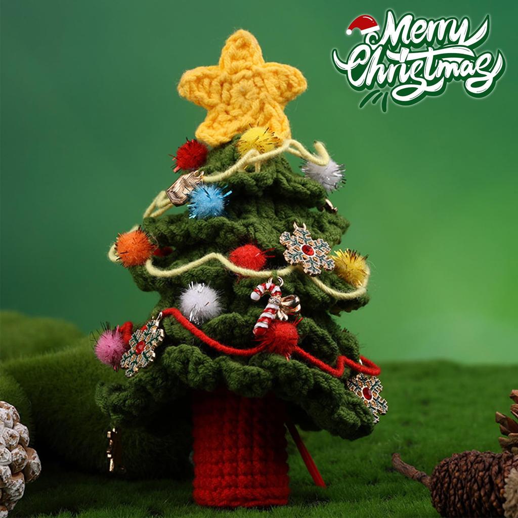 BEAUTY PLAYER Christmas Tree Crochet Kit for DIY Crochet Kit with Instructions Christmas Gift for Kids and Indoor Miniature Desktop Mini Christmas