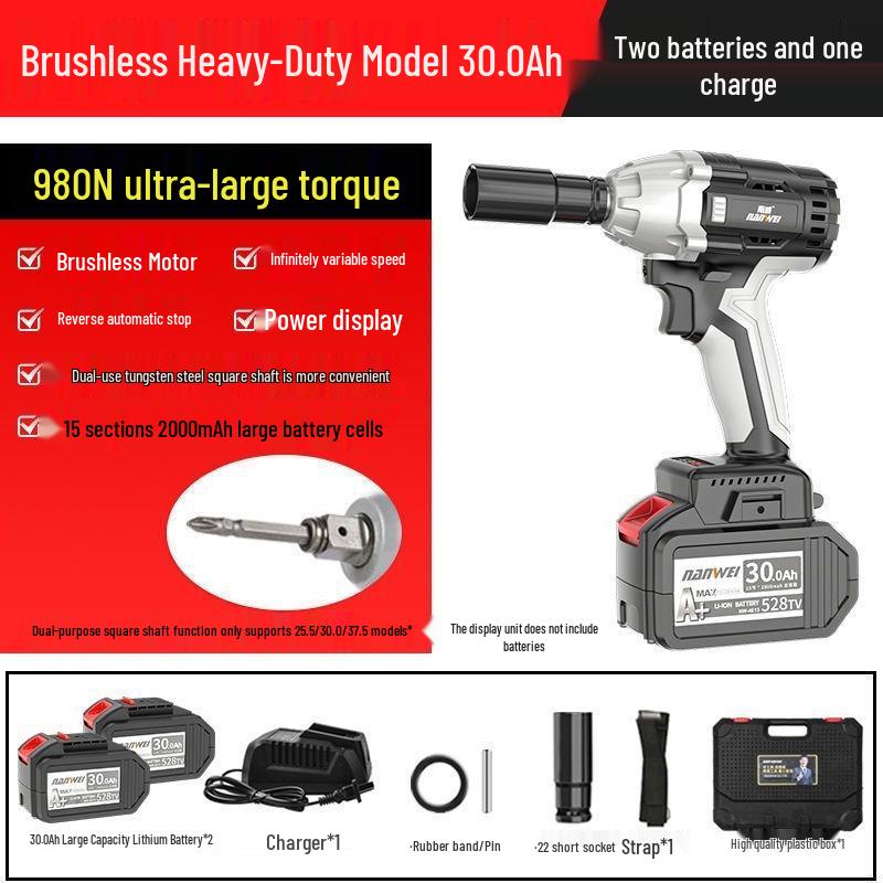 Nanwei Brushless Electric High Torque Impact Wrench Set with Lithium Battery and Charger for Construction and Car Repair