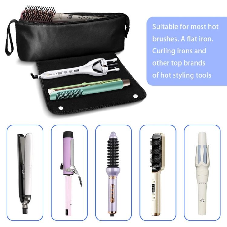 Curling Iron Organizers Compact Heat Resistant Storage Bag Multiple Pocket Design Polyester Travel Case For Hair Tools