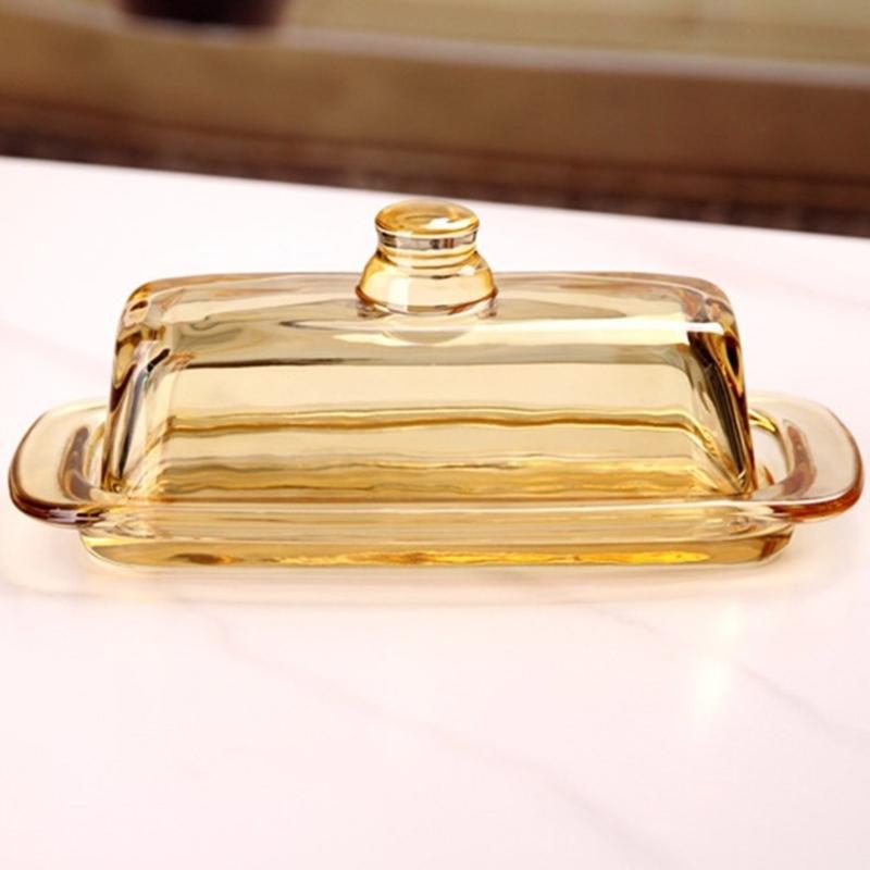 Glass Butter Dish Lid Included Elegant Plate for Butter Storage and Snacks Serving Practical Kitchen Tool