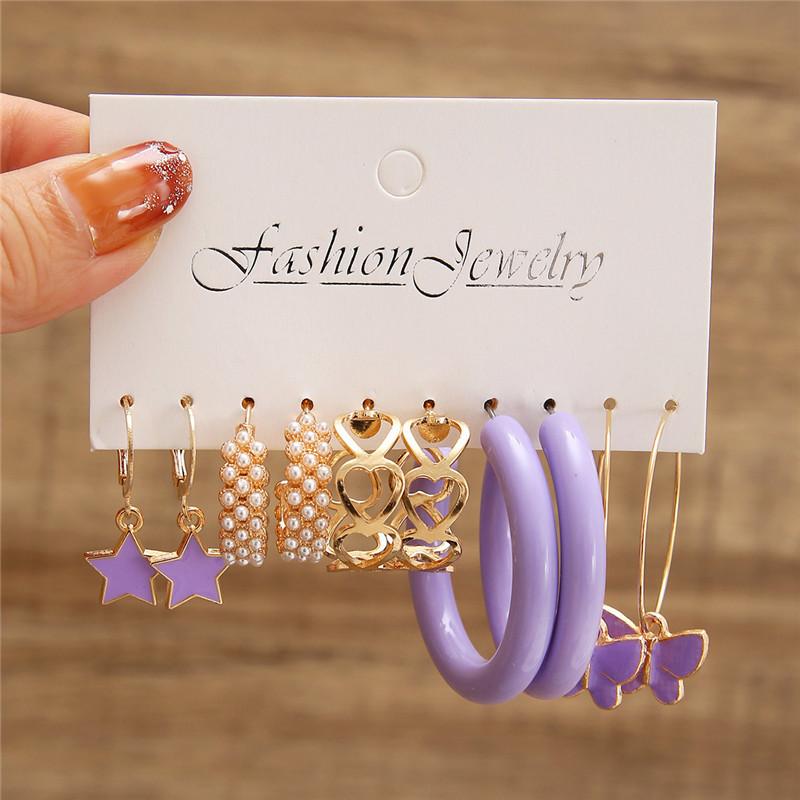 Modyle New Bohemian Female Pearl Earrings Set Punk Vintage Gold Color Geometric Drop Earrings for Women Fashion Jewelry
