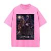 Tsugikuni Yoriichi Kokushibo Print T-shirt Demon Slayer Anime Clothing Men Cotton Tshirts Vintage Washed Tee Harajuku T Shirt