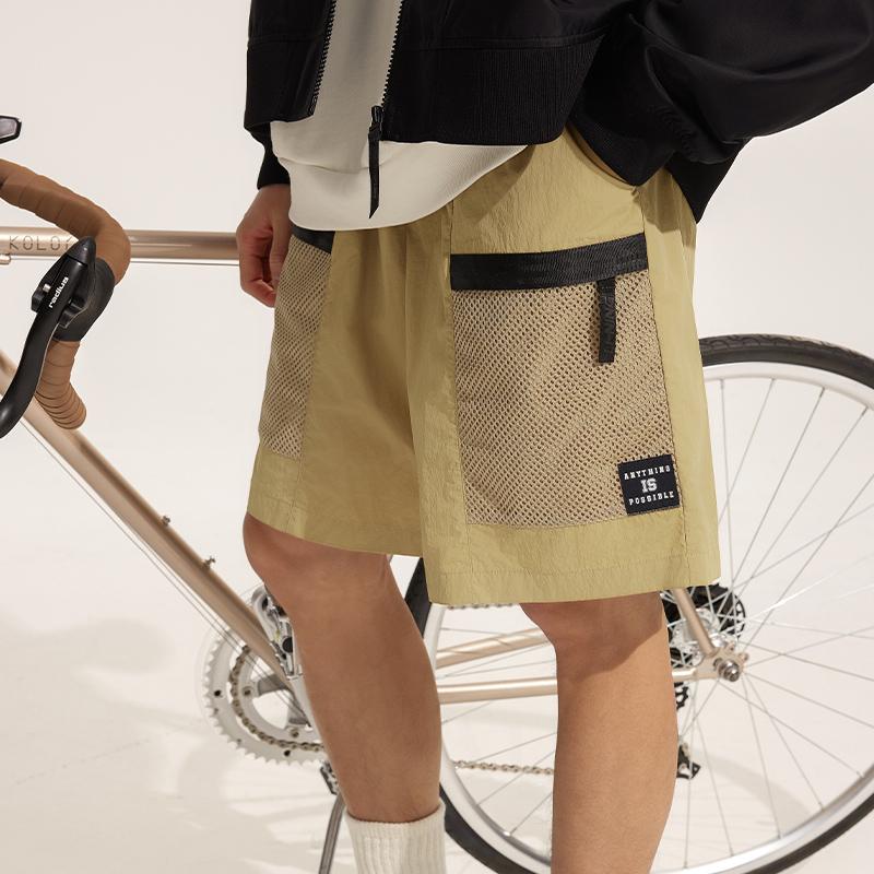 Li Ning Sports Fashion Series Ice Silk Quick-Dry Cool Comfortable Relaxed Moisture-Wicking UV-Resistant Sports Shorts Men Shorts Khaki AKSU633-4