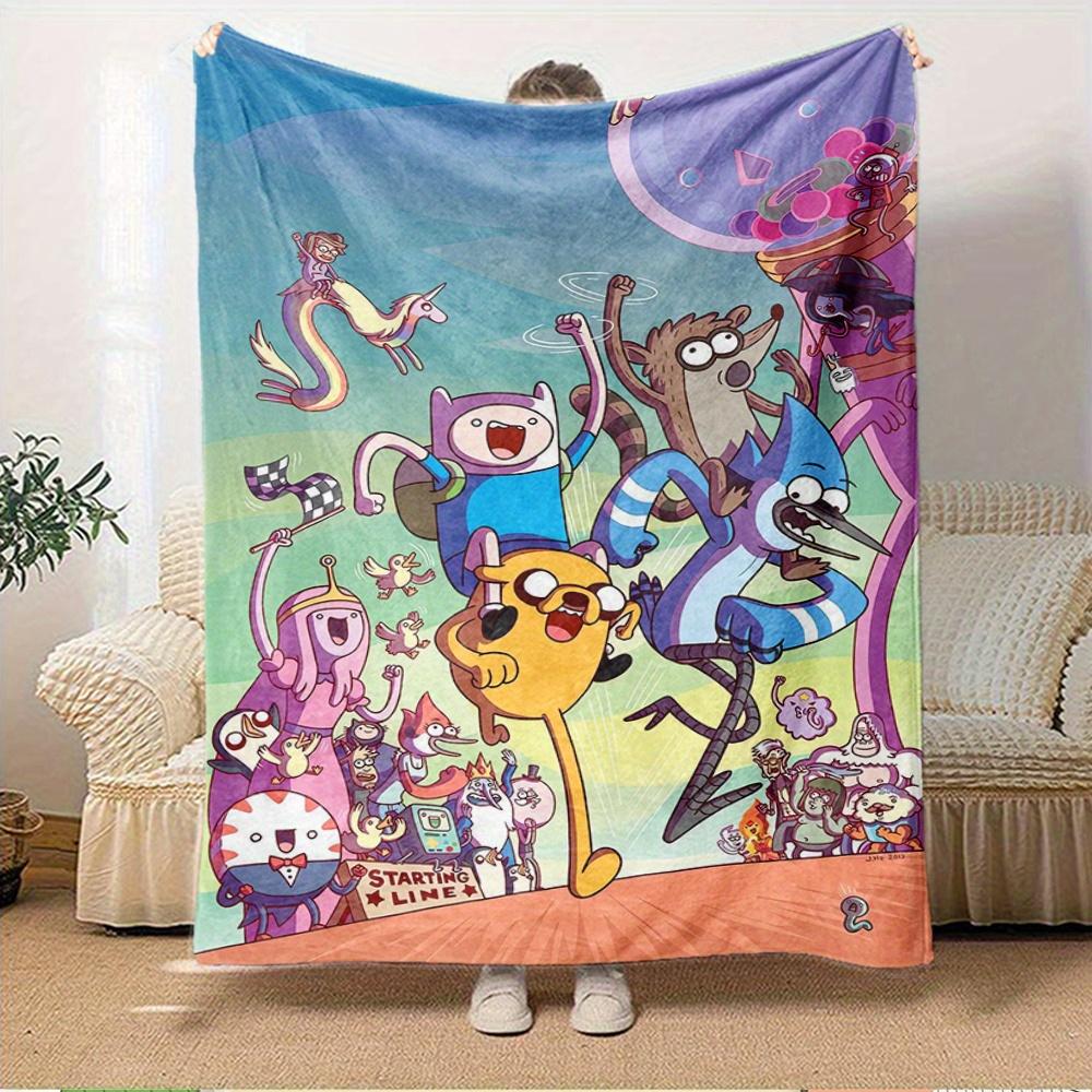 1pc Adventure Time,Characters,RaceTheme Digital Printed Flannel Blanket, Super Soft Plush Fleece Bed Cover, Multi-Function Four Seasons Hypo