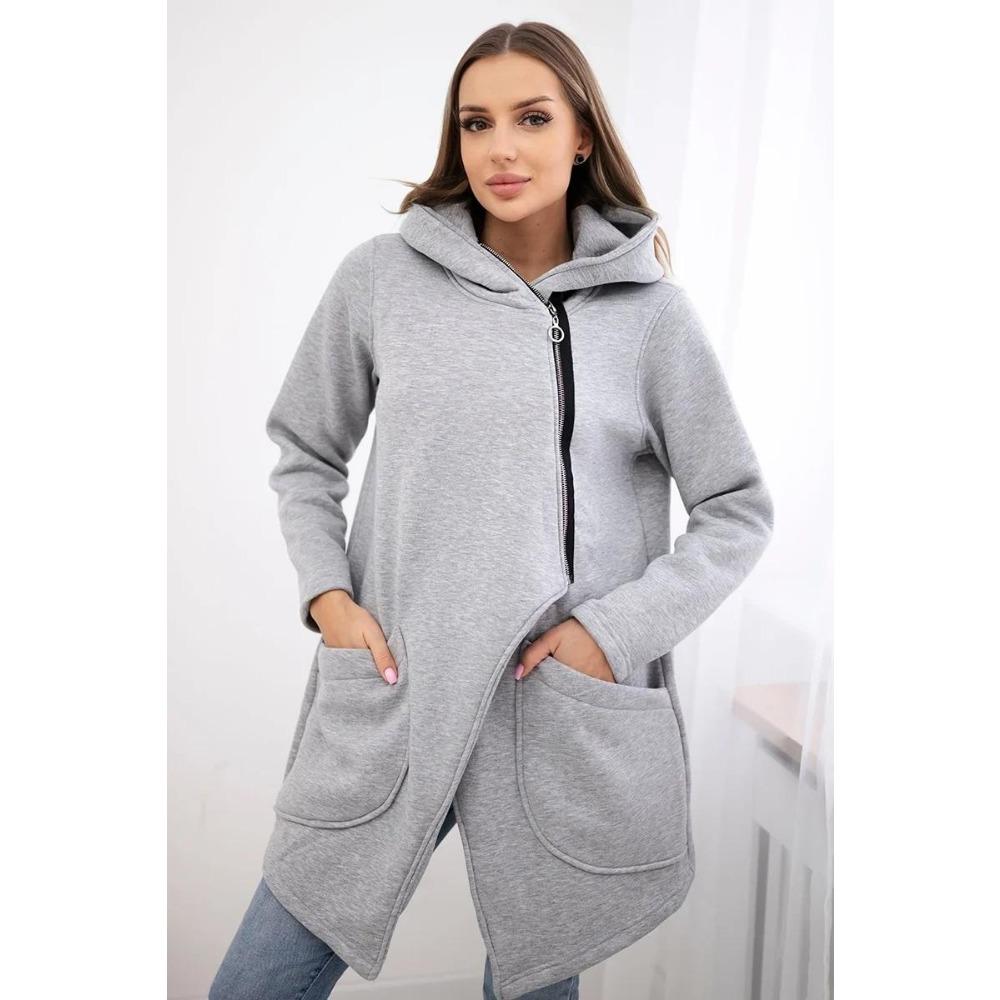 Hooded Sports Fleece Sweatshirt Casual Long-sleeved Zipper Jacket Women's Plus-size Solid Color Jacket