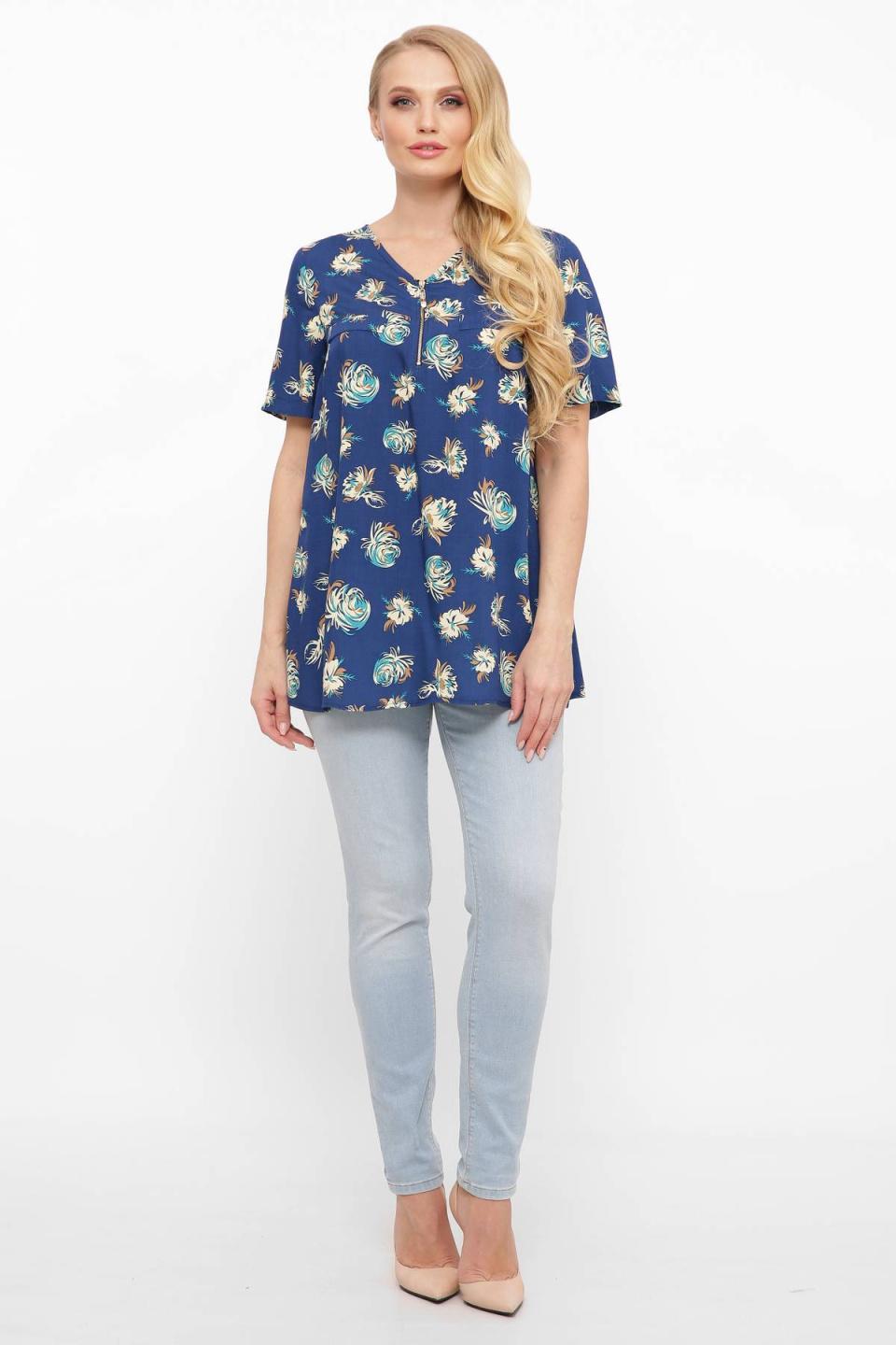 

Блуза зі штапелю Tatiana ВЕДІ 3XL синій