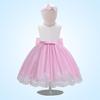 Children's Lace Color Block Birthday Bow Dress