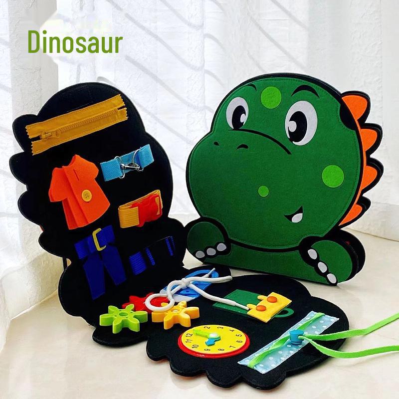 Montessori Dinosaur & Elephant Felt Busy Board Puzzle for Early Childhood Education