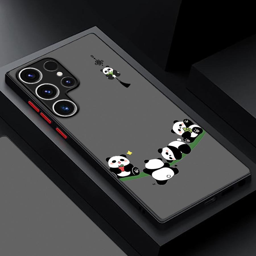 Cartoon Cute Panda Funda Back Phone Cover Case for Samsung Galaxy S26 S22 S21 Note 20 Ultra 10+ S23 FE S25 Ultra S24 Plus S20 FE