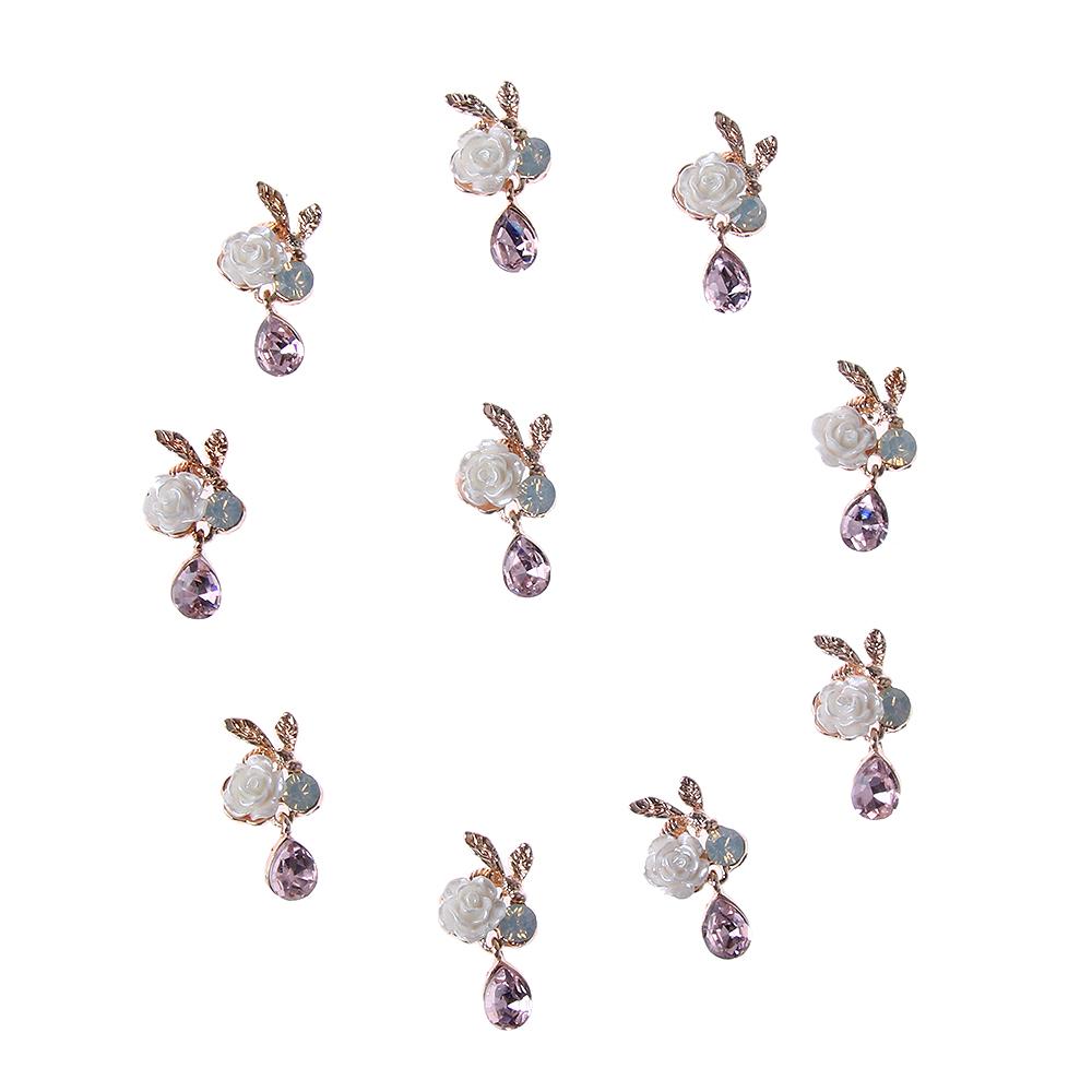 10PCS Pearl Flower Rhinestone Buttons For Hair Pins Clothing Decoration Vintage Buttons DIY Crafts Apparel Sewing Accessories