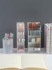 "Desktop Frosted Pen Holder: Slanted Makeup Brush & Lipstick Organizer, Multi-functional Stationery Storage"
