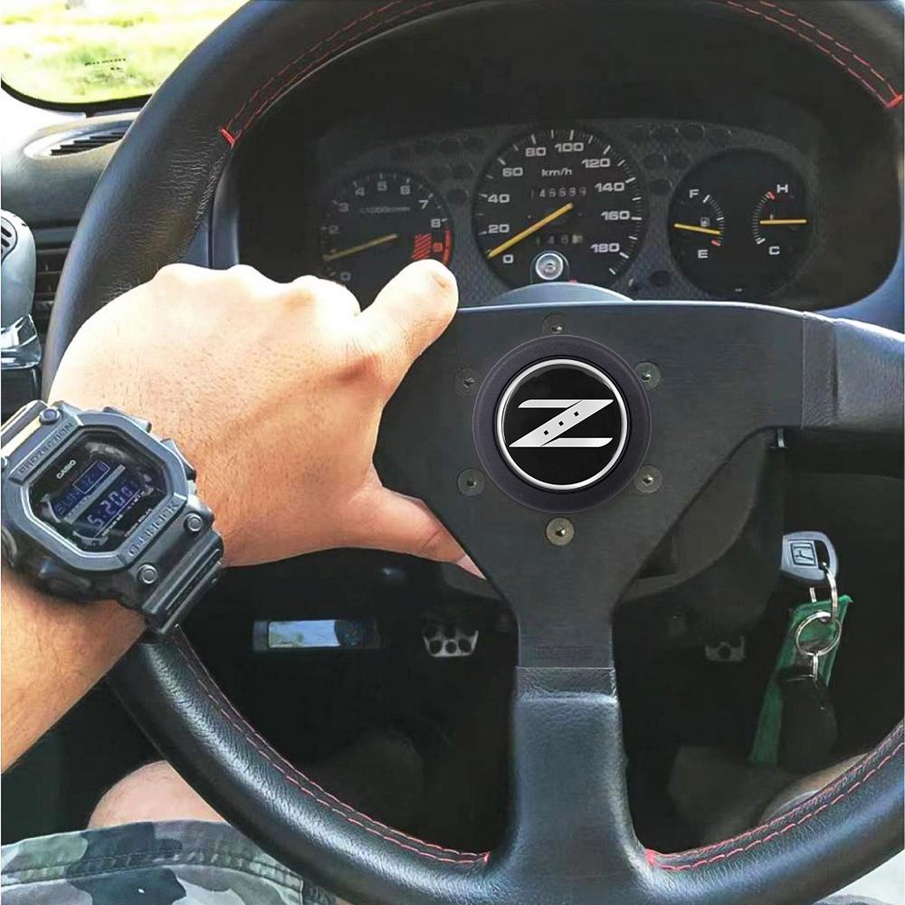 Universell JDM 1 Stück Silber Z Hupenknopf Auto Hupe Rennwagen Lenkrad Hupenknopf Abdeckung Fairlady Z34 Für NISSAN Auto Styling