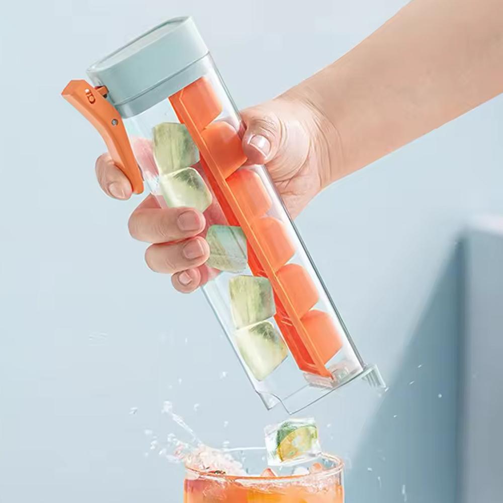 Eiswürfelform mit Handpresse Eisbereiter 6-Fächer Eiswürfelbehälter Tasse Eisbehälter für Kühlschrank Eisaufbewahrung