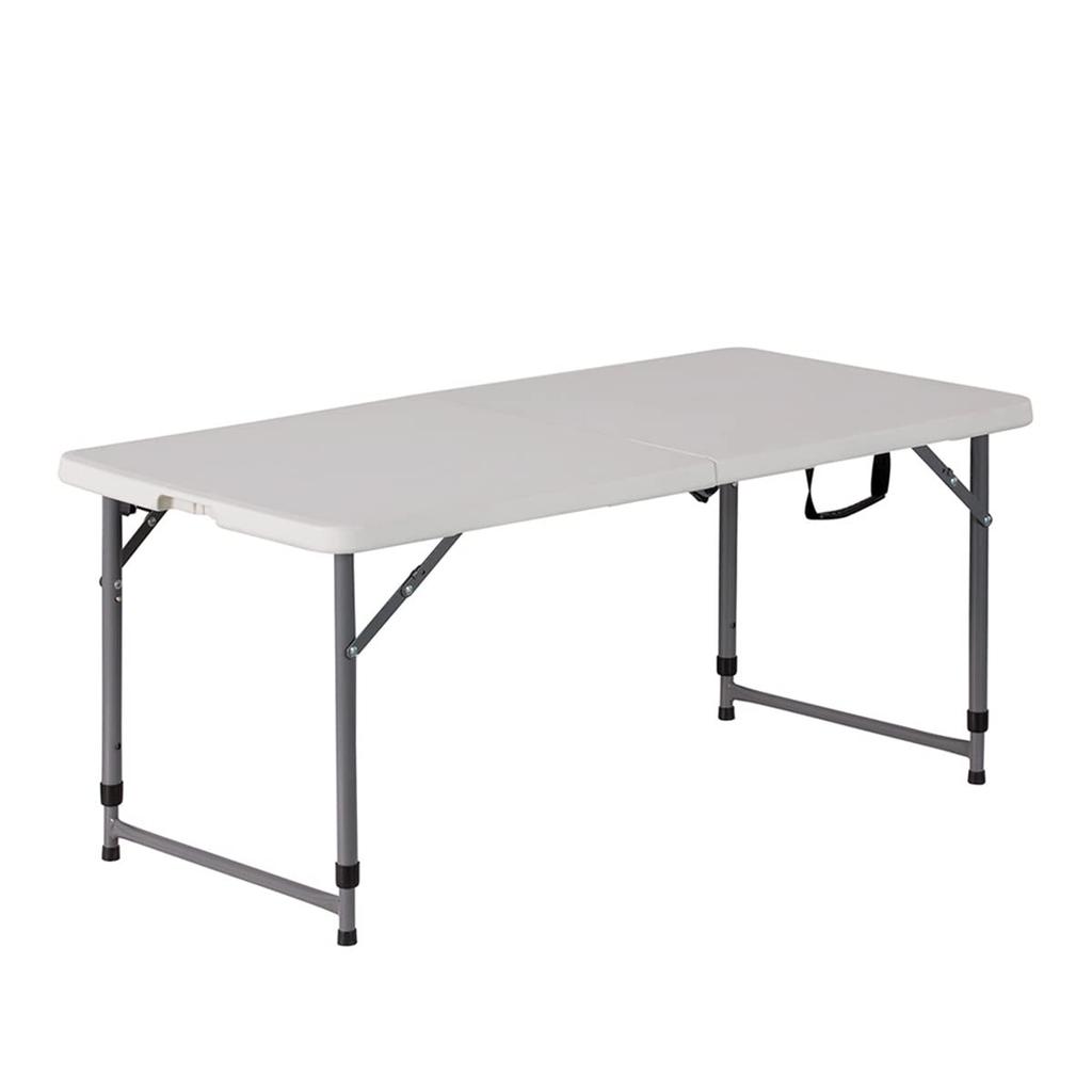 Hushijue Folding Table Outdoor Table for Picnic Leisure Camping Width 122cm Height Adjustable In 3 Levels (White-122cm)