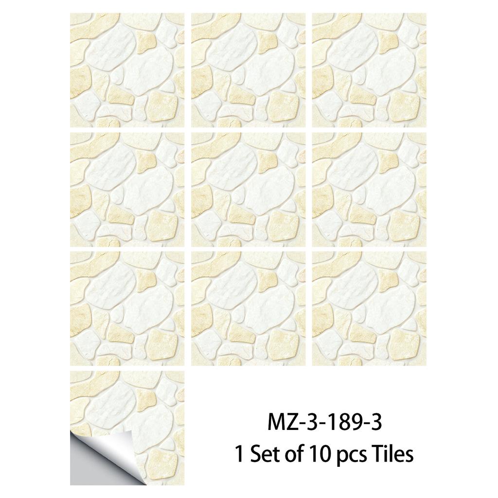 10Pcs  Cobblestone Tile Stickers - Modern Irregular Pebble Design Wall Decals - Waterproof Self-Adhesive PVC Mural for Kitchen Bathroom DIY Decor