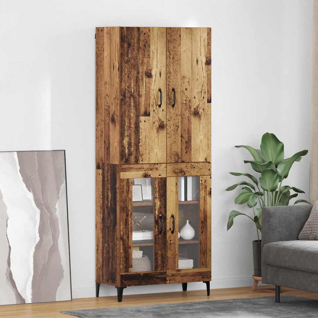 Wall Mounted Highboard Reclaimed Wood Look 69.5 x 34 x 180 cm Engineered Wood