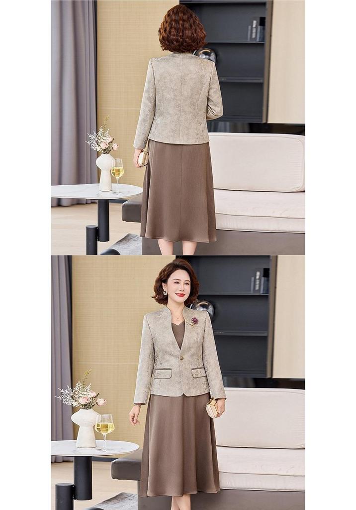 Ensemble Robe et Veste Élégant Printemps pour Femmes d'Âge Moyen - Costume de Mariage Deux-Pièces