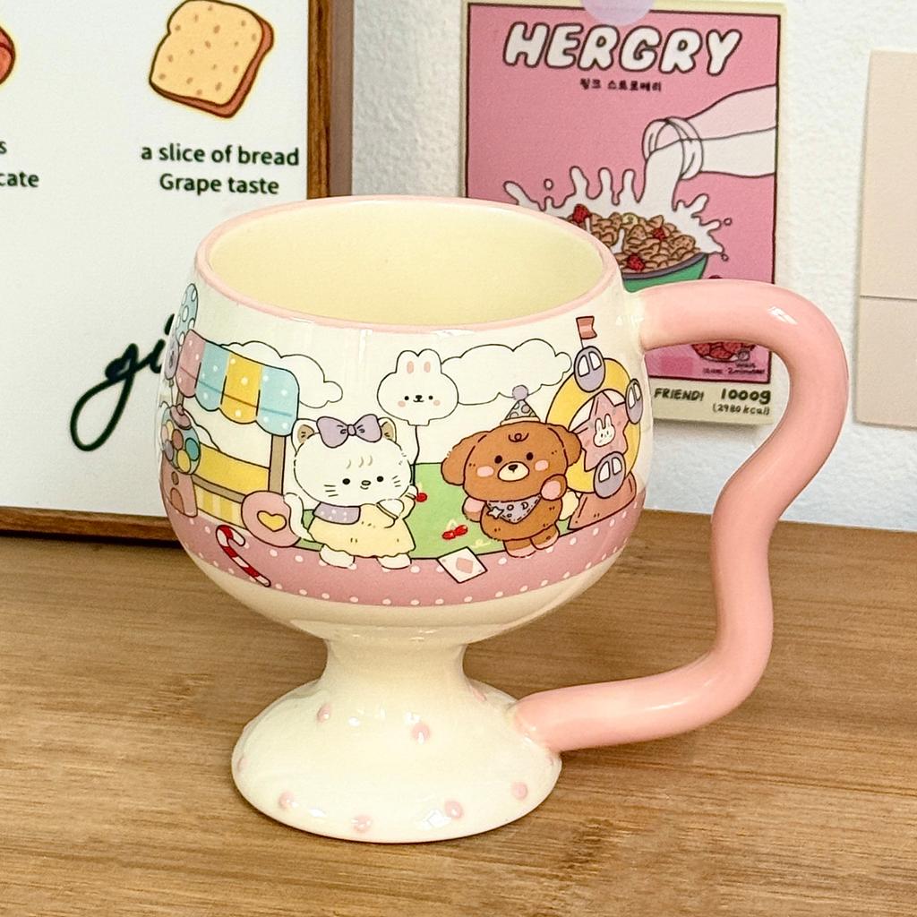 Cute Girl Goblet Cartoon Mug Ceramic Water Cup Household High-value Coffee Cup Good-looking Birthday Gift
