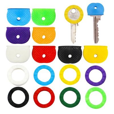 24/32/40 Pcs Colored Key Caps Flexible Round Rubber Key Covers Semi-circular Key Tags Identifiers for House Keys Non Odd-Shaped Keys