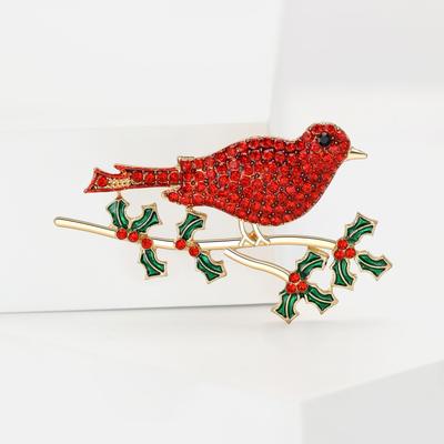 Grenzüberschreitender Zweig, roter Vogel, süßer und exquisiter Damenmantel, Anzug, Brustblume, Schmuck, Tiernadeln
