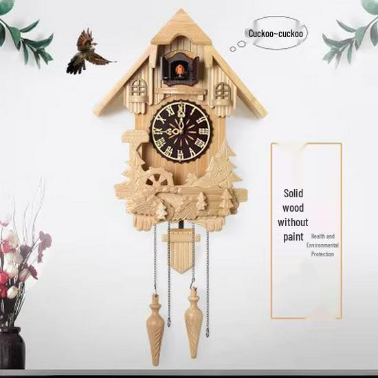 

Дитячий музичний годинник з зозулею з масиву дерева ручної різьби з погодинним боєм та маятником.