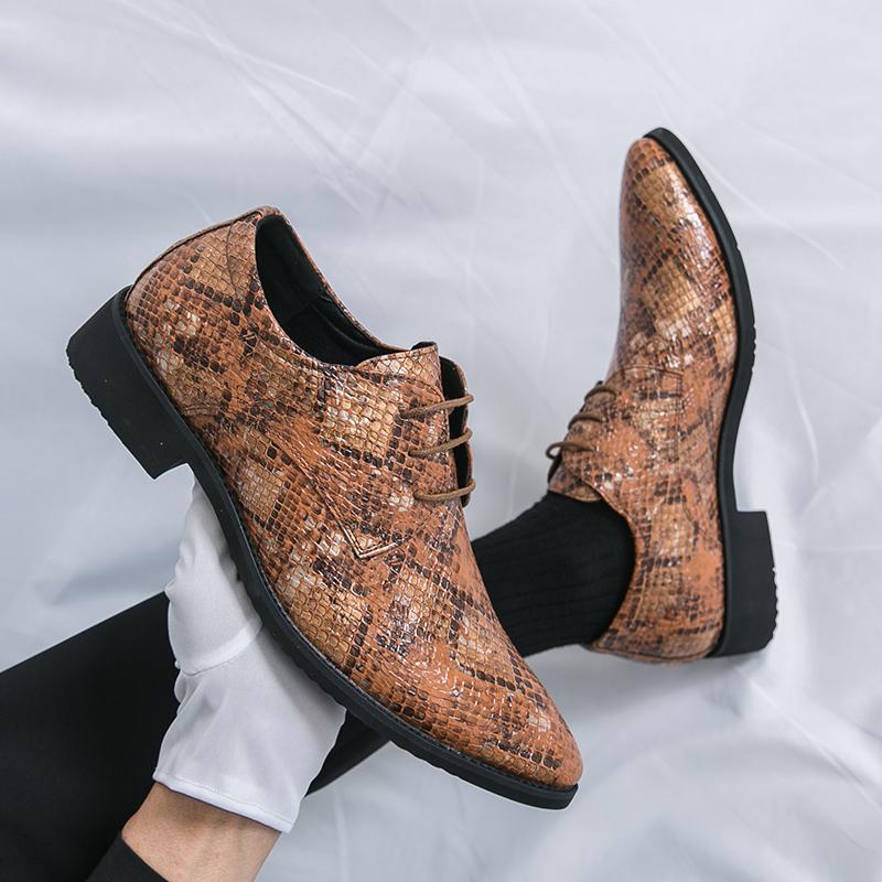 Men Derbys Oxford Print Personality Nightclub Leather Business Shoes Men's Tuxedo Wedding Dance Shoes Plus Size