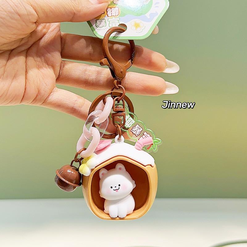 Adorable Pendentif Porte-clés Richesse Noix de Coco Originale Jinniu Style Dessin Animé Pour le Plaisir
