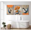 3 Pcs Bright Style Canvas Wall Art Modern Abstract Golden Deer Luxury Foil Lines Posters Prints White Blue Orange Color Grey Painting Pictures for