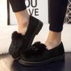 Fashion Women Casual Flat Shoes Soft Loafers Fashion Winter Shoes Comfort Warm Plush Bow Slip On Female Cotton Shoes Zapatos De Mujer
