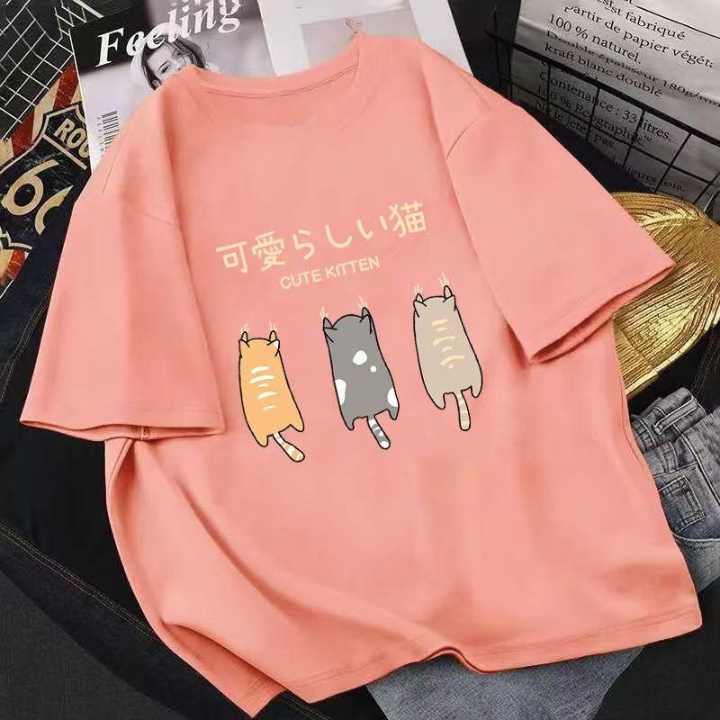 Cotton New Short-sleeved T-shirt Loose Large Size Women's Tops Summer Korean Version of The T-shirt Women