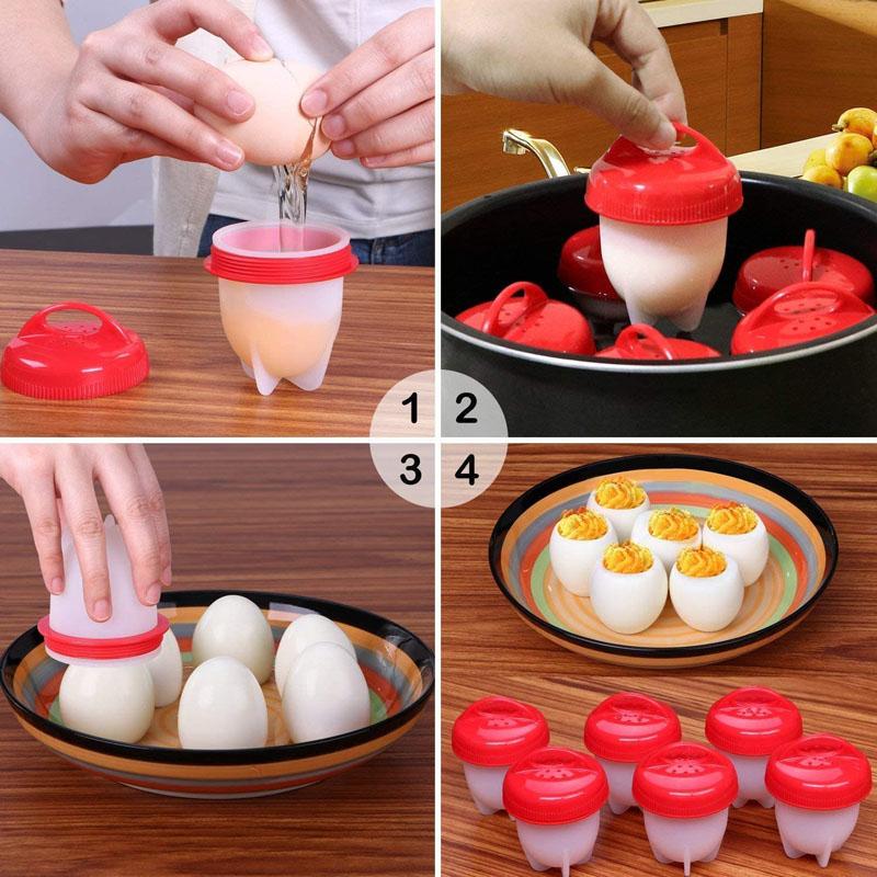 Silicone Egg Cooker Poachers Non-stick Egg Cups Silicone  Boiled Egg Holder Kitchen Gadgets Baking Accessories Egg Cooking Mold