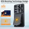 With Card Holder Sliding Camera Cover And Stand For Samsung Galaxy S26 Ultra Phone Case, Anti-Fall PC+TPU Wallet Case-Black