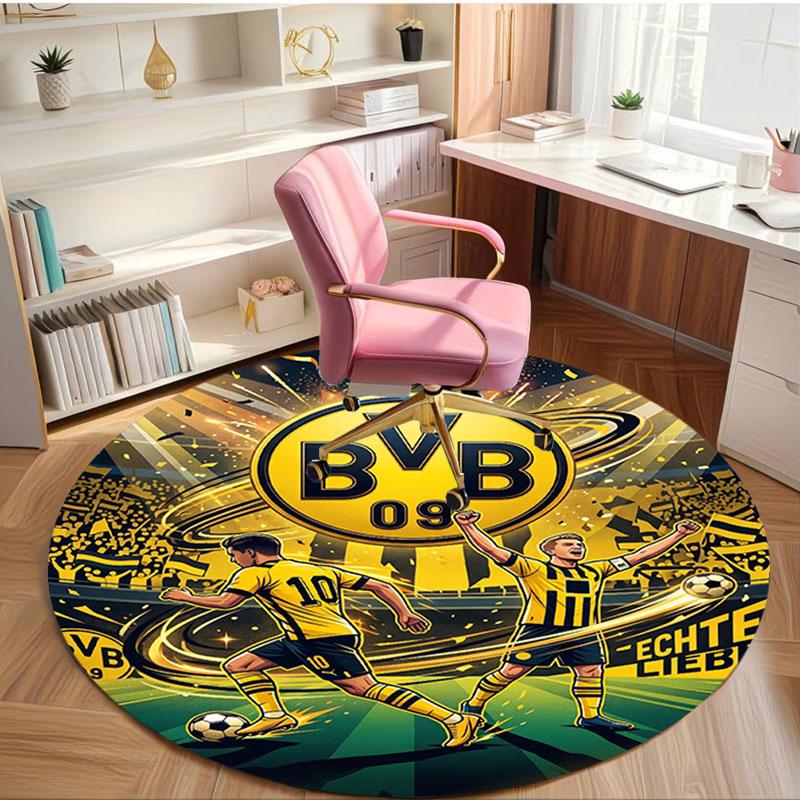 Borussia DortmundBVB Print Round Rug, Washable Floor Carpet, For Entryway Dorm Laundry Room Office Study, Home Decor Birthday Christmas Gift