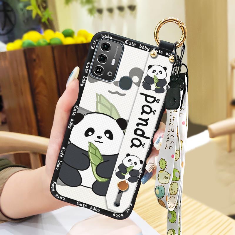 Phone Holder Protective Phone Case For ZTE Blade A53 Pro Durable Cute Back Cover Lanyard Anti-dust Fashion Design Ring