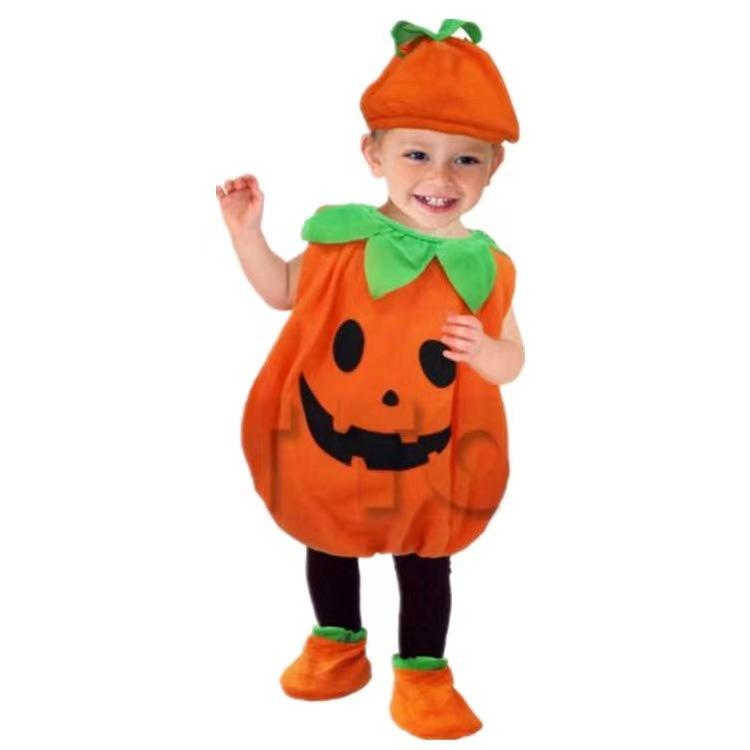 

Halloween Pumpkin Costume Kids Romper Boy Girl Party Costume Cosplay for Girls Boys Stage Performance Holiday Party Clothing XS height 80CM жёлтый