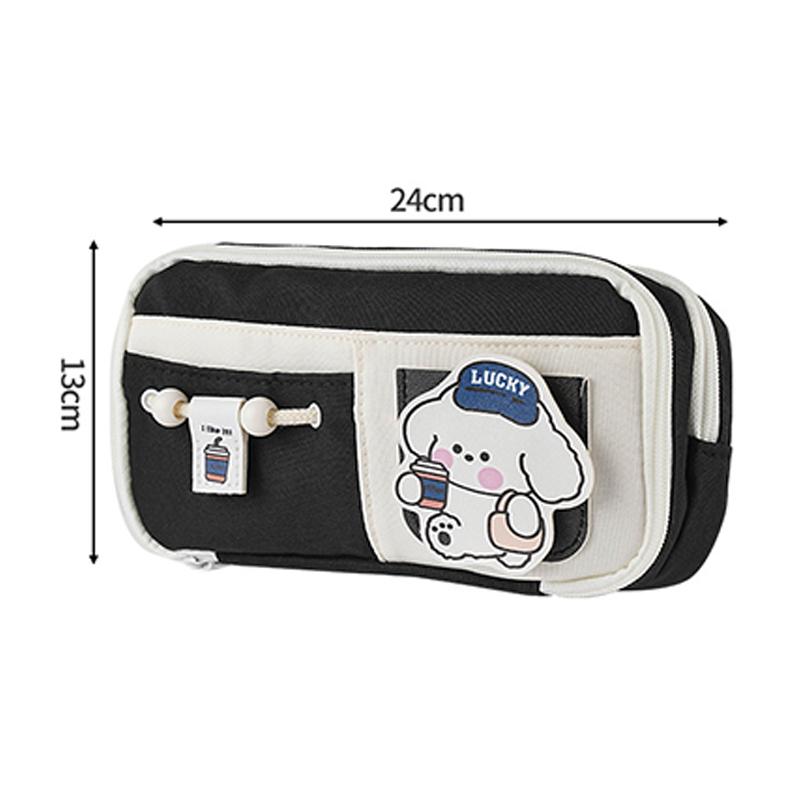 Panda Pencil Bag Green Multi-Layer Large Capacity Pensil Case Cute Cartoon Pen Holder Stationery School Supplies Gift Organizer