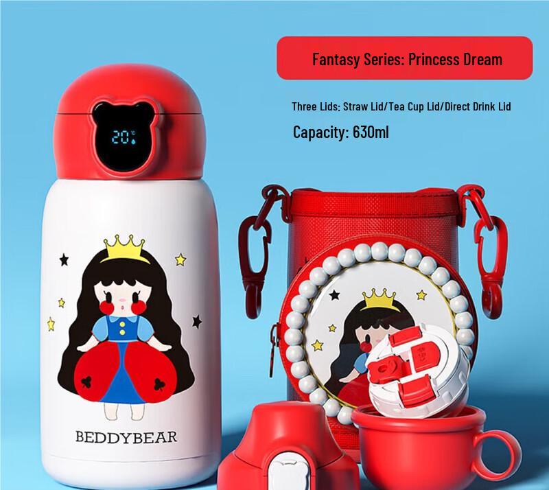 Beddybear Kids  Princess Dream Thermos Bottle with Straw & Temperature Display