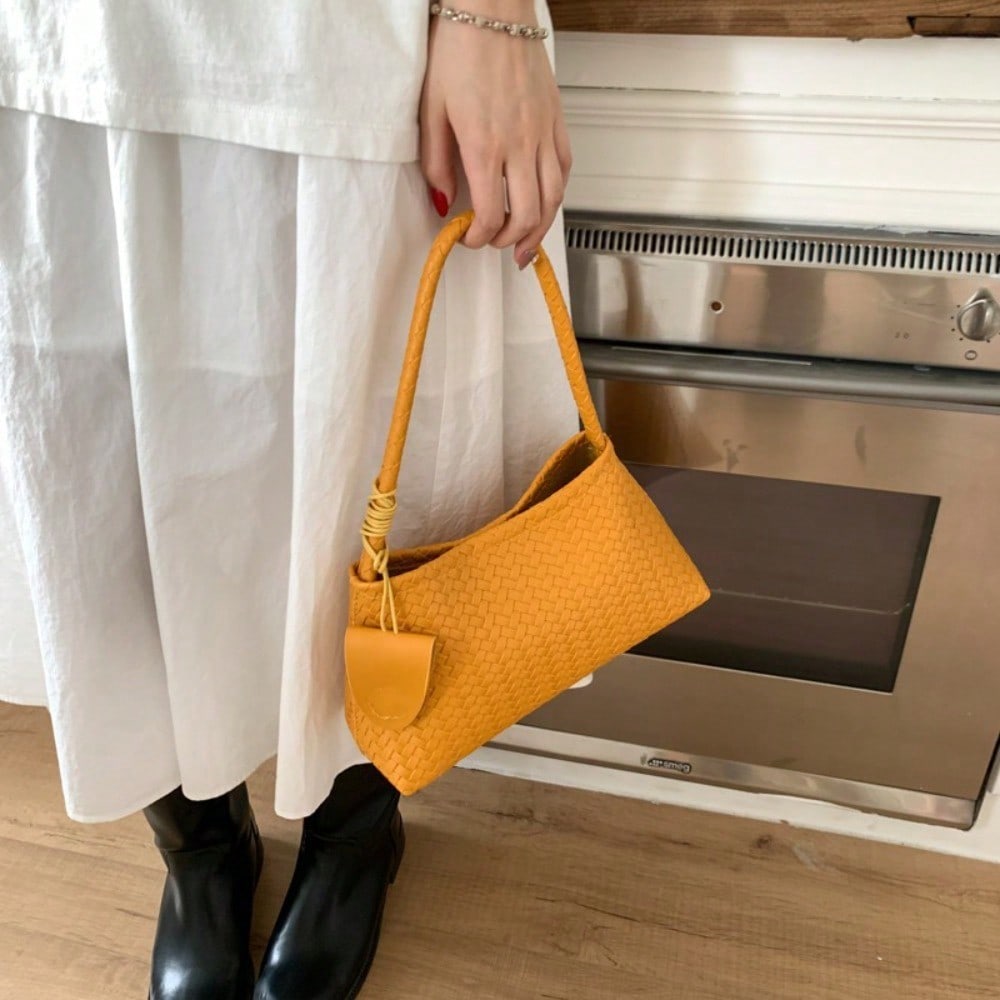 Sac à main Mode Sac bandoulière tissé Sac sous le bras Simple Décontracté Sac de tous les jours Femme yellow multicolore