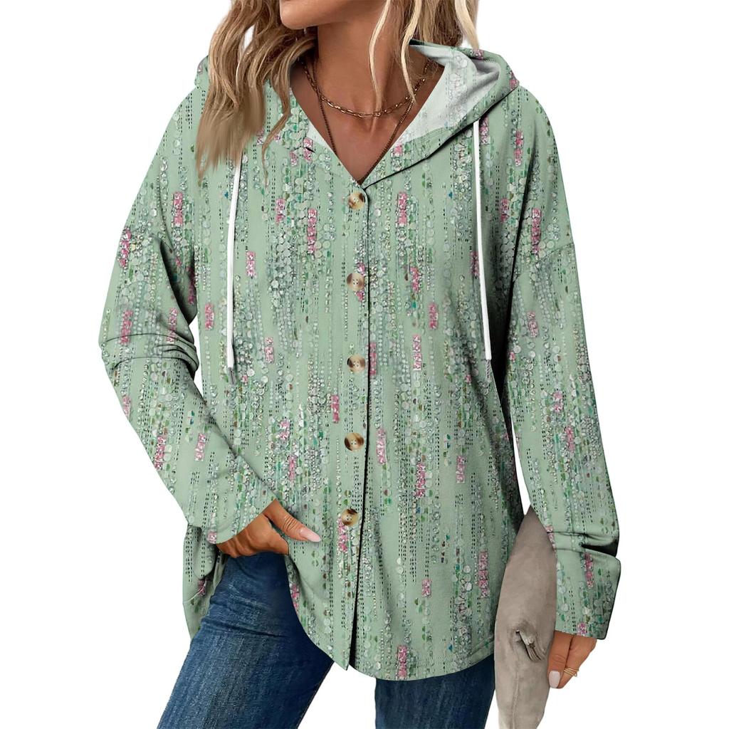 Dammode Casual Raglan Långärmad Dragsko Kappa, Vintage Knäppt Huva Kappa