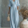 European, American Spring and Summer Elegant Waist V-neck Temperament Women's Jumpsuit