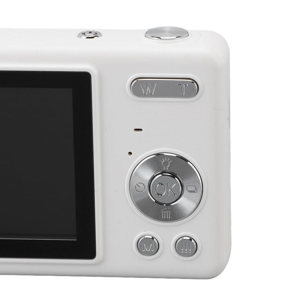 12MP 1080P Digital Camera with 2.4in TFT Screen, 16X Zoom, Autofocus, Pocket Digital Camera for Students, Vlogging, and Travel (White)