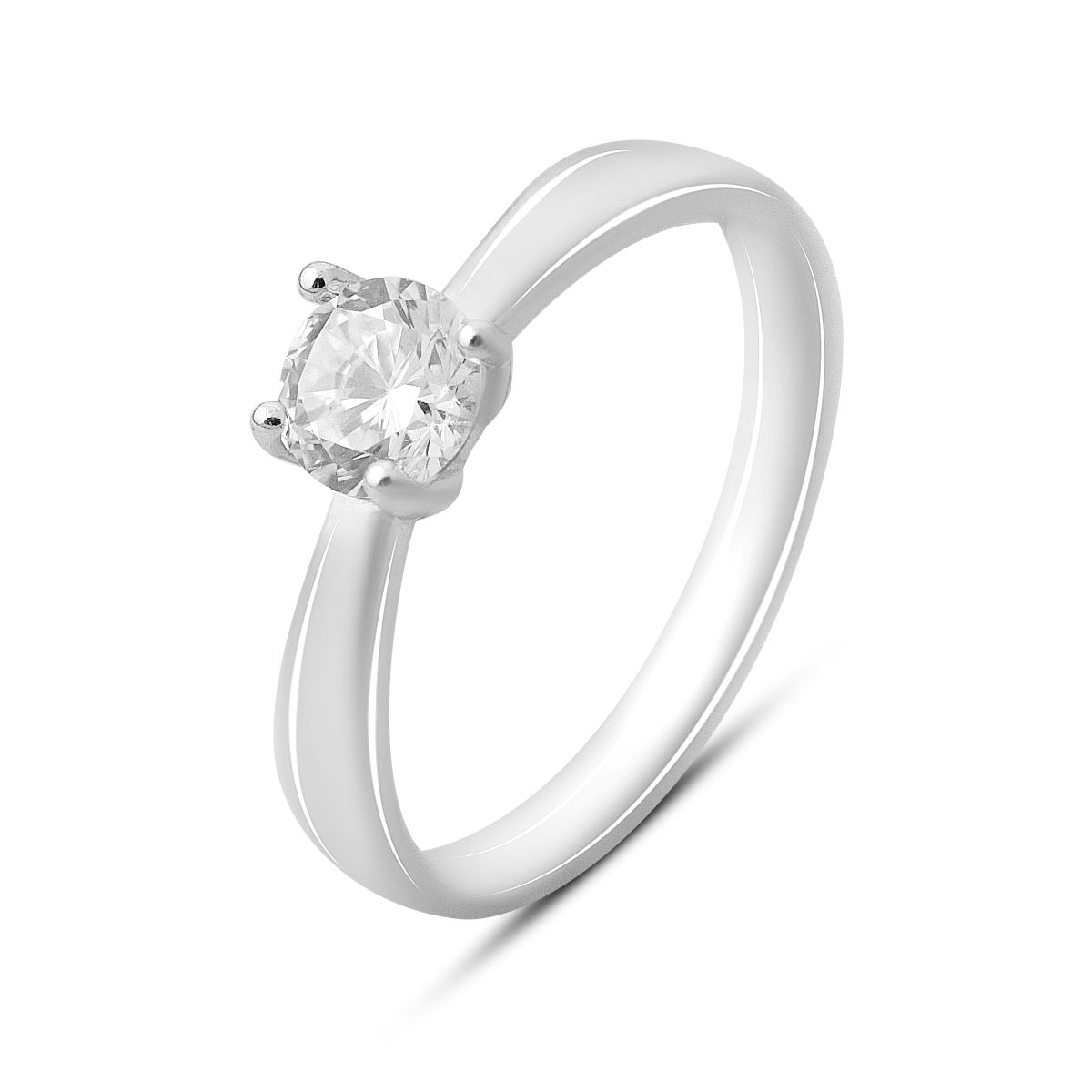 

Серебряное кольцо с фианитами, вес изделия 1,89 гр (2176466) 17.5 білий