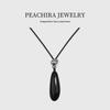 Tränenform Schwarzer Achat Anhänger Pullover Kette - Eleganter Europäischer & Amerikanischer Modeschmuck.