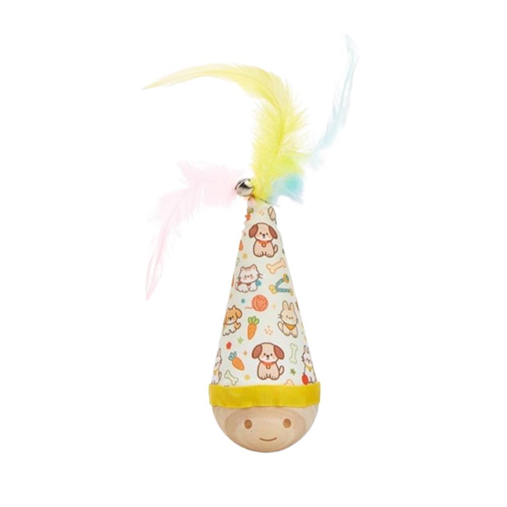 Self-Righting Cat Tumbler Toy Wooden Base Self Play Cat Entertainment Toy  Indoor Play Style B