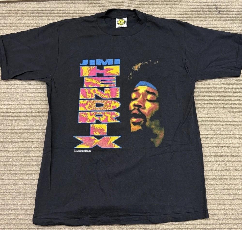 

Vintage Jimi Hendrix Shirt Mens Large Black 90s Band T-Shirt Tee Made USA Unisex T-Shirt S