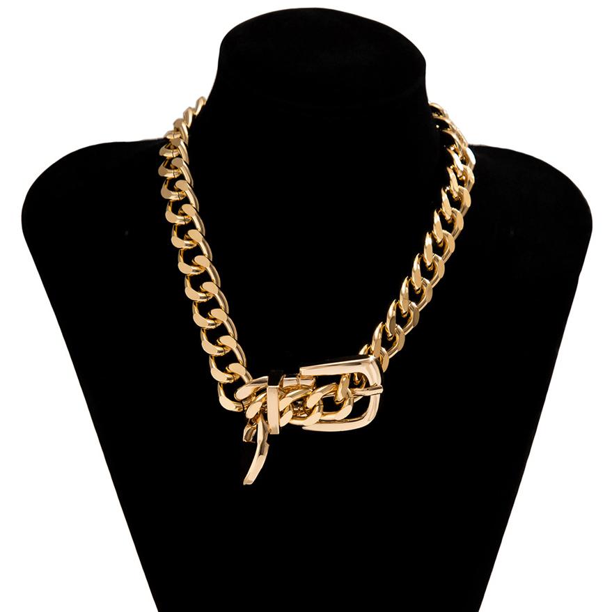 Ingemark Übertriebene Heavy Metal Gürtel Choker Halskette für Damen Punk Dicke Klunker Schlüsselbein Kette Grunge Schmuck Steampunk Herren