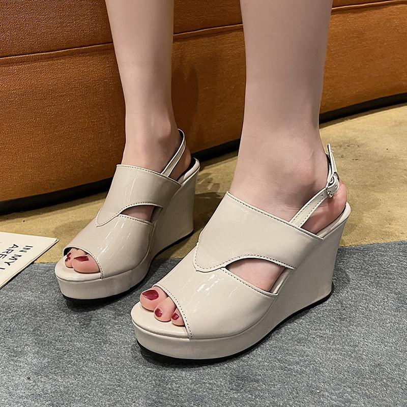 Fashion Fish Mouth Slope Heel Sandals for Women 2025 Summer New Thick Bottom Anti Slip High Heels Platform Shoes Zapatos De Mujer 2025